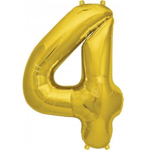 41cm Number 4 Gold - Air Fill - Northstar Foil Balloon #3000561 - Each (Pkgd.)