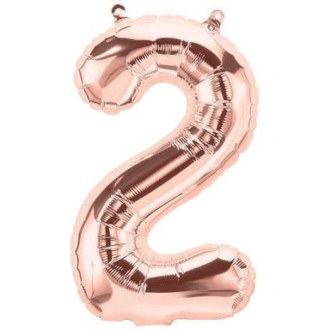 41cm Number 2 Rose Gold - Air Fill - Northstar Foil Balloon #3001365 - Each (Pkgd.)