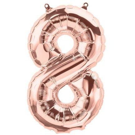 41cm Number 8 Rose Gold - Air Fill - Northstar Foil Balloon #3001371 - Each (Pkgd.)