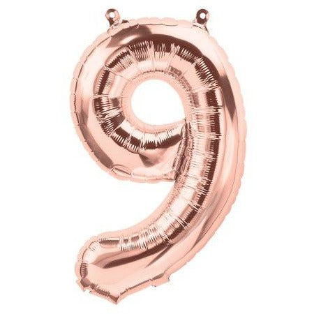 41cm Number 9 Rose Gold - Air Fill - Northstar Foil Balloon #3001372 - Each (Pkgd.)