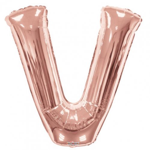 86cm Letter V Rose Gold Foil Balloon #59888 - Each (Pkgd.)