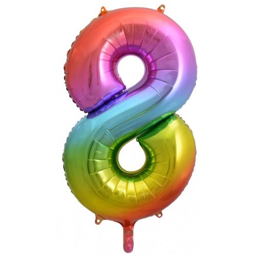 86cm Number Foil Number Eight Rainbow Splash #AP213778 - Each (Pkgd.)