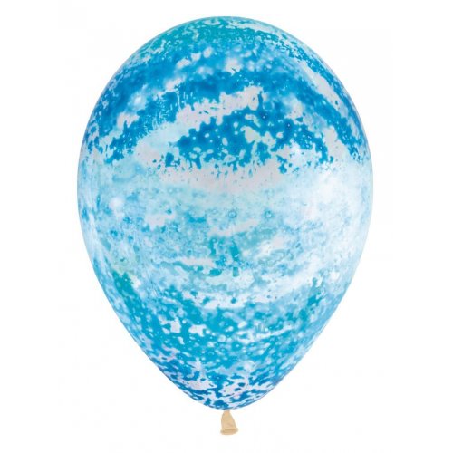 30cm Latex Round Crystal Graffiti Sky Blue Marble #222377 - Pack of 50