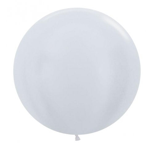 60cm Latex Round Plain Satin White Sempertex #222690- Pack of 3