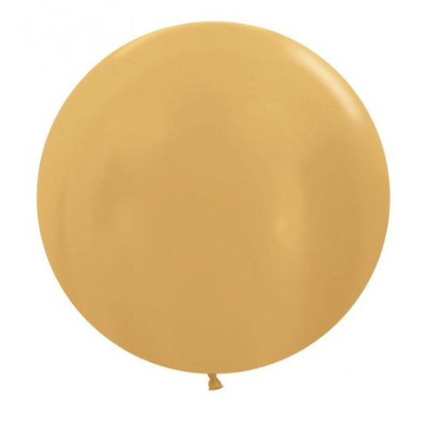 60cm Latex Round Plain Metallic Gold Sempertex #222694- Pack of 3