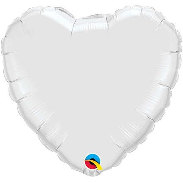 45cm Heart Foil White Plain #23762 - Each (Unpkgd.)