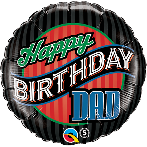 45cm Round Foil Birthday Dad Stripes #25576 - Each (Pkgd.) SPECIAL ORDER ITEM