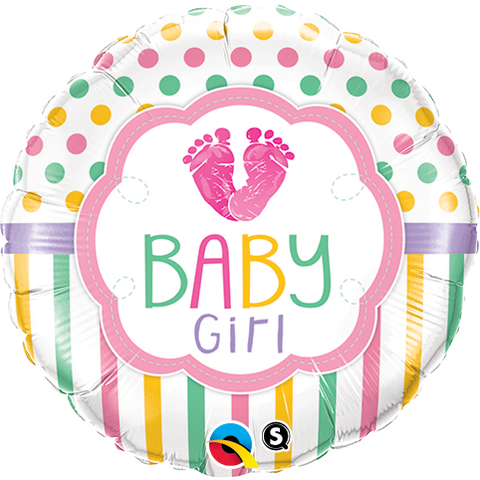 45cm Round Foil Baby Girl LO(feet)E #25746 - Each (Pkgd.)