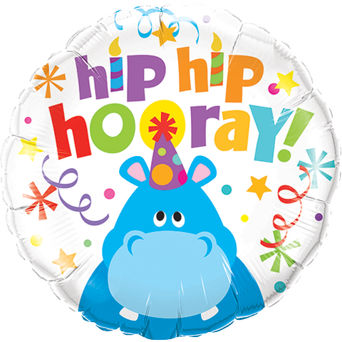 45cm Round Foil Hip Hip Hooray Hippo #26481 - Each (Pkgd.) SPECIAL ORDER ITEM