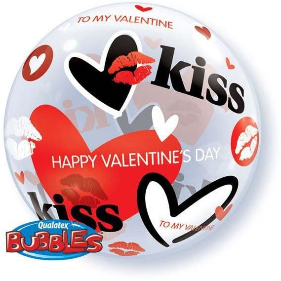 56cm Single Bubble Valentine's Kisses & Hearts #27539 - Each SPECIAL ORDER ITEM
