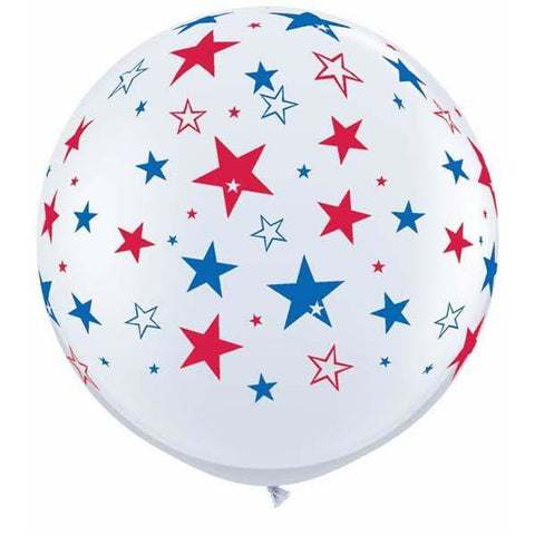 90cm Round White Red & Blue Stars #29203 - Pack of 2 SPECIAL ORDER ITEM