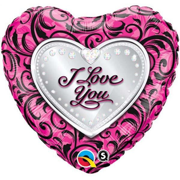 45cm Heart Foil I Love You Sparkle Filigree #29347 - Each (Pkgd.)