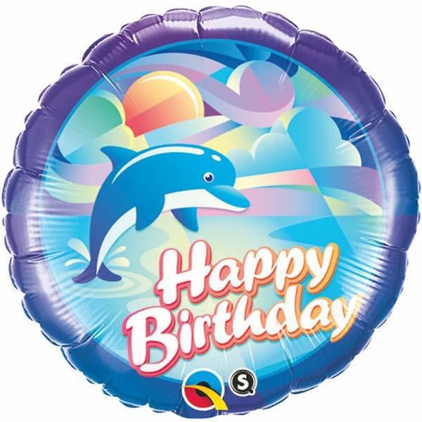 45cm Round Foil Birthday Jumping Dolphin #29608 - Each (Pkgd.)
