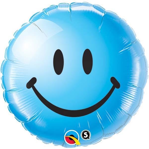 45cm Round Foil Smiley Face Blue #29640 - Each (Pkgd.)