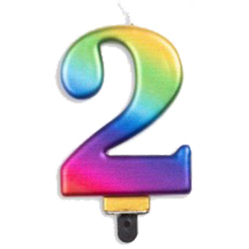 Jumbo Numeral Candle RAINBOW TWO #431232 Each