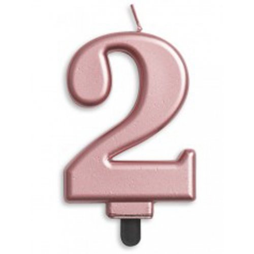 Jumbo Numeral Candle ROSE GOLD TWO #431272 Each