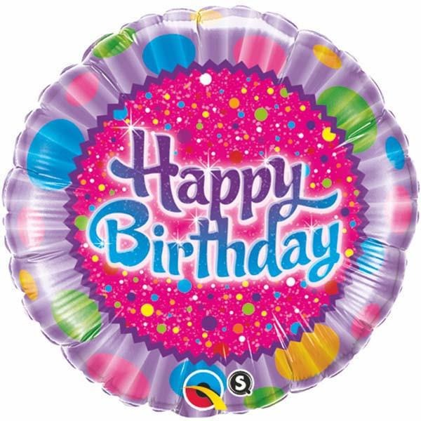 45cm Round Foil Birthday Sprinkles & Sparkles #30677 - Each (Pkgd.)