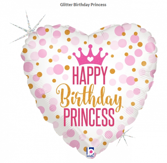 45cm Round Foil Holographic Glitter Birthday Princess #2536700 - Each (Pkgd.)