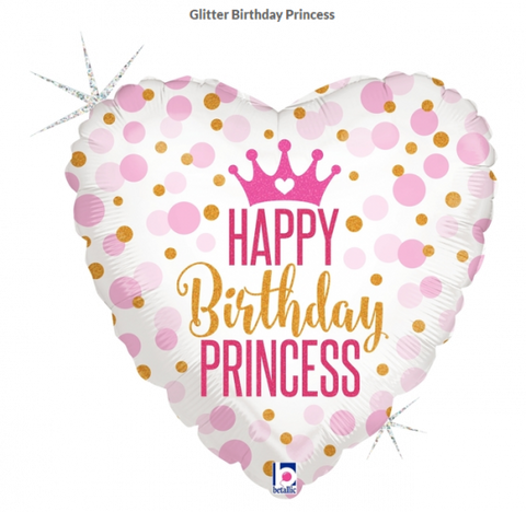 45cm Round Foil Holographic Glitter Birthday Princess #2536700 - Each (Pkgd.)