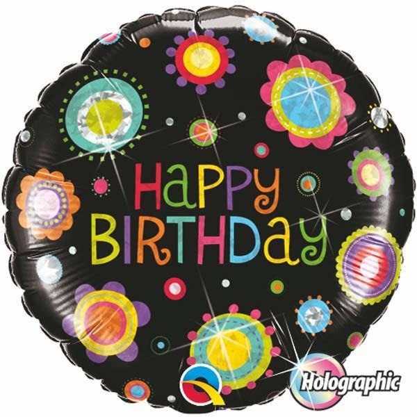 45cm Round Foil Holographic Birthday Funky Dots #35324 - Each (Pkgd.)