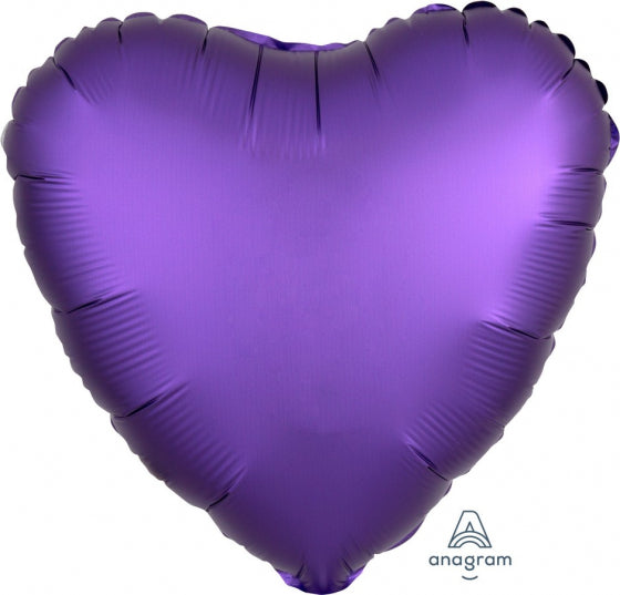 45cm Heart Foil PURPLE ROYALE Satin Luxe #HA36818 - Each (pkgd.)