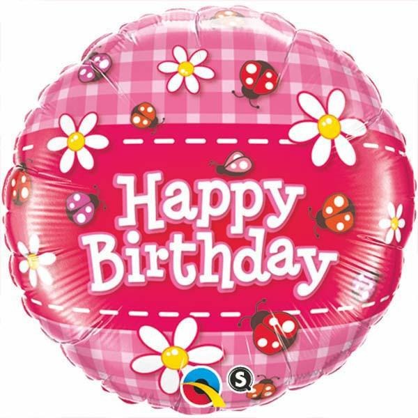 45cm Round Foil Birthday Ladybugs & Daisies #36445 - Each (Pkgd.) SPECIAL ORDER ITEM