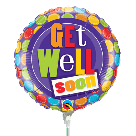 22cm Round Get Well Dot Patterns #36483 - Each (Inflated, supplied air-filled on stick)