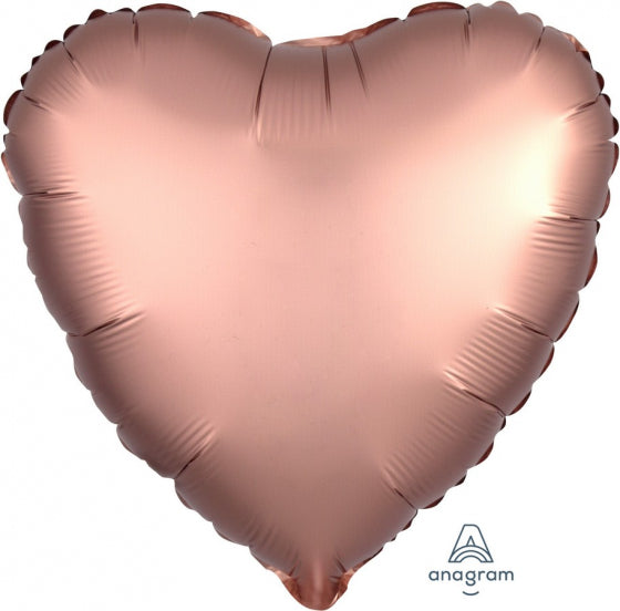 45cm Heart Foil ROSE COPPER Satin Luxe #HA36825 - Each (pkgd.)