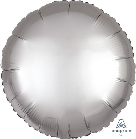 45cm Round Foil PLATINUM Satin Luxe Plain Foil #HA36805 - Each (pkgd.)