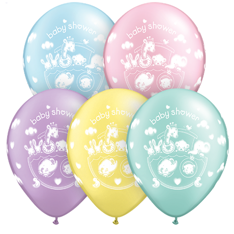 28cm Round Pastel Pearl Assorted Adorable Ark Baby Shower #37196 - Pack of 50