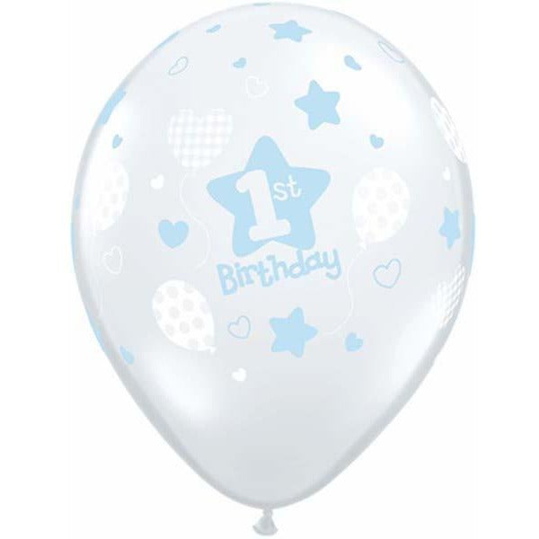 28cm Round Diamond Clear 1st Birthday Soft Patterns-Boy #37202 - Pack of 50