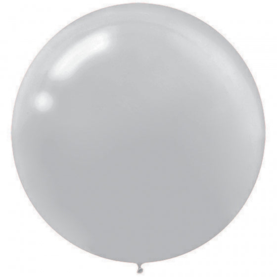 60cm Latex Round Plain Metallic Silver Anagram #115910.18 - Pack of 4