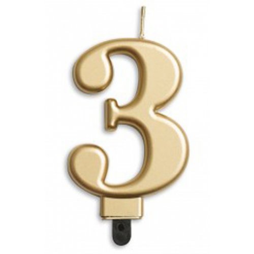 Jumbo Numeral Candle GOLD THREE #431263 Each