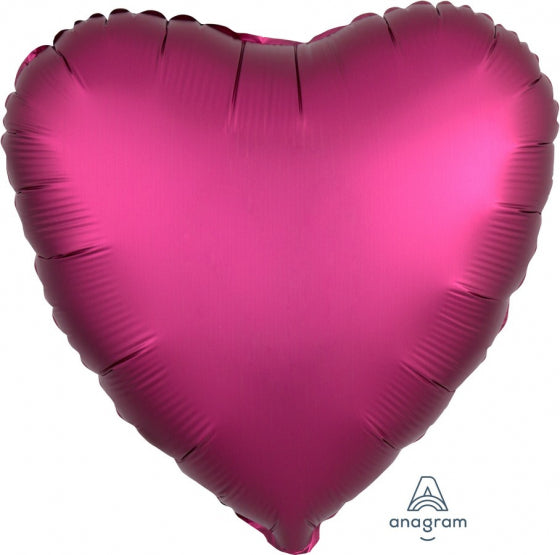 45cm Heart Foil POMEGRANATE Satin Luxe #HA36828 - Each (pkgd.)