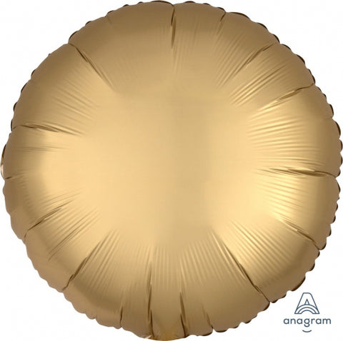 45cm Round Foil GOLD SATEEN Satin Luxe Plain Foil #HA36801 - Each (pkgd.)