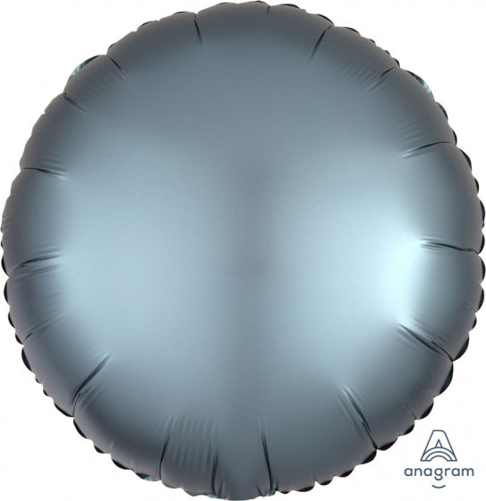 45cm Round Foil STEEL BLUE Satin Luxe Plain Foil #HA36812 - Each (pkgd.)