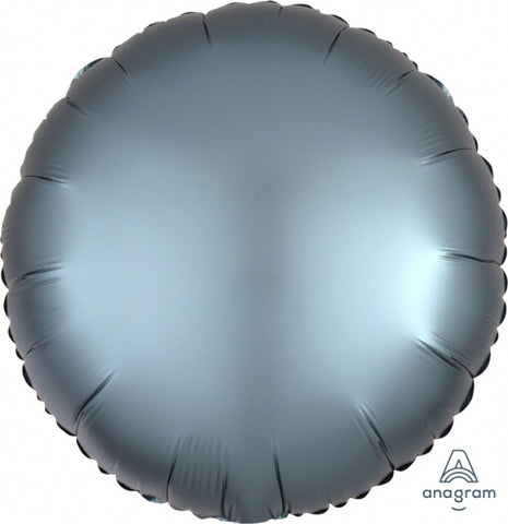 45cm Round Foil STEEL BLUE Satin Luxe Plain Foil #HA36812 - Each (pkgd.)