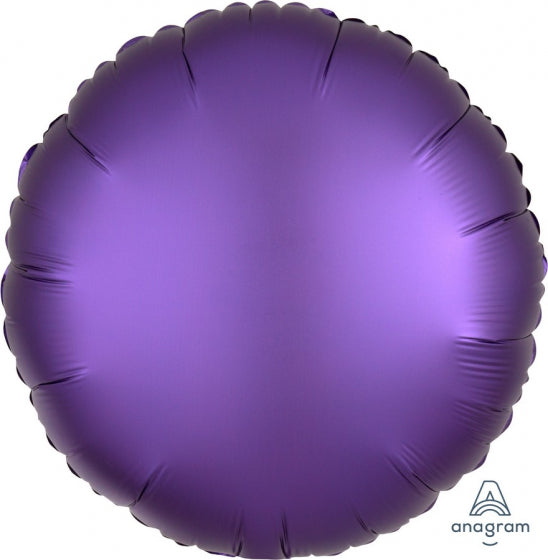 45cm Round Foil PURPLE ROYALE Satin Luxe Plain Foil #HA36817 - Each (pkgd.)