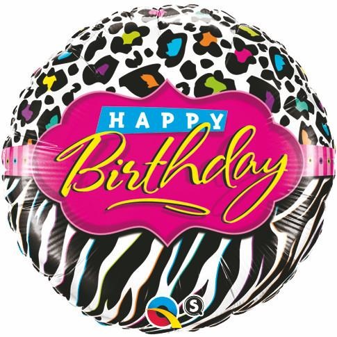 45cm Round Foil Birthday Leopard Zebra Patterns #41631 - Each (Pkgd.) SPECIAL ORDER ITEM