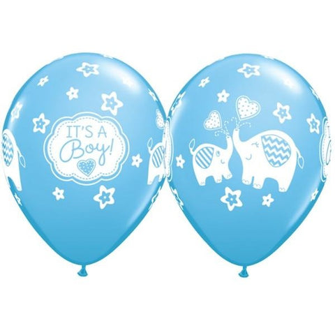 28cm Round Pale Blue It's A Boy Elephants #45115 - Pack of 50