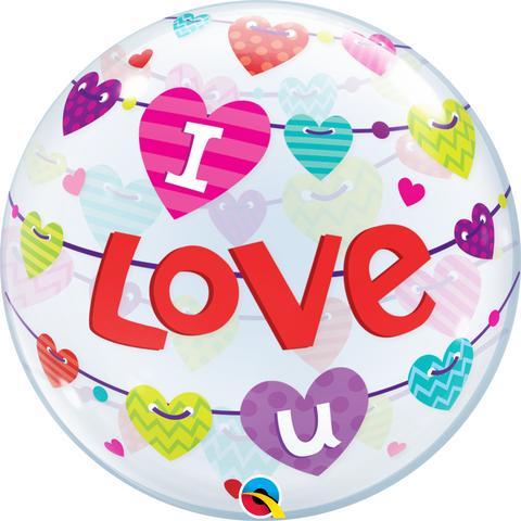 56cm Single Bubble I Love U Banner Hearts #46047 - Each SPECIAL ORDER ITEM