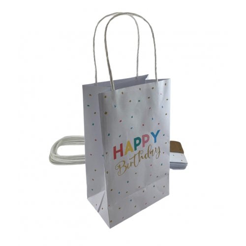 Paper Party Bag 215x130x80mm Happy Birthday Pk5 #465860