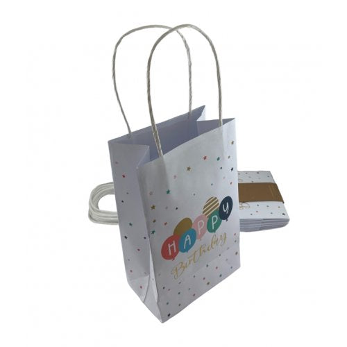 Paper Party Bag 215x130x80mm Happy Bday Balloons Pk5 #465861