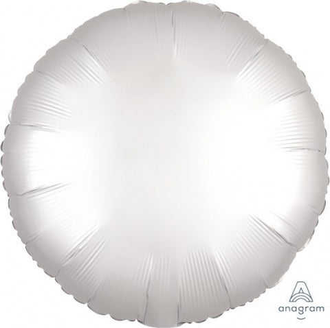 45cm Round Foil WHITE Satin Luxe Plain Foil #HA38589 - Each (pkgd.)