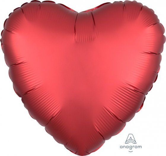 45cm Heart Foil SANGRIA Satin Luxe #HA38584 - Each (pkgd.)