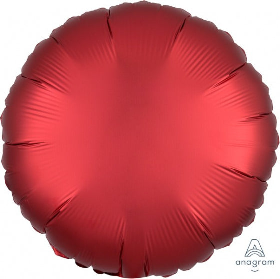 45cm Round Foil SANGRIA Satin Luxe Plain Foil #HA38583 - Each (pkgd.)