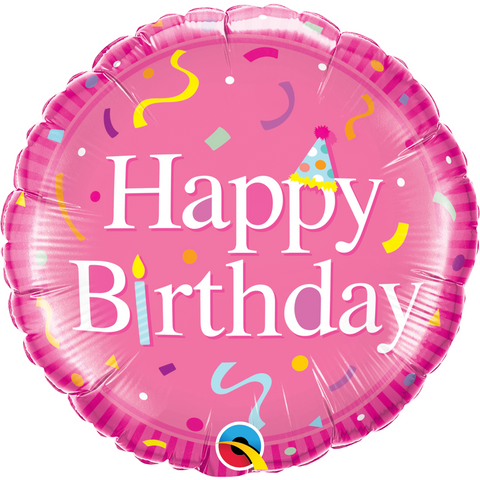 45cm Round Foil Happy Birthday Pink #49439 - Each (Pkgd.)