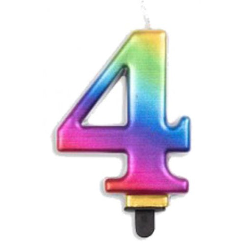 Jumbo Numeral Candle RAINBOW FOUR #431234 Each