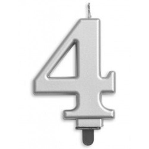 Jumbo Numeral Candle SILVER FOUR #431254 Each