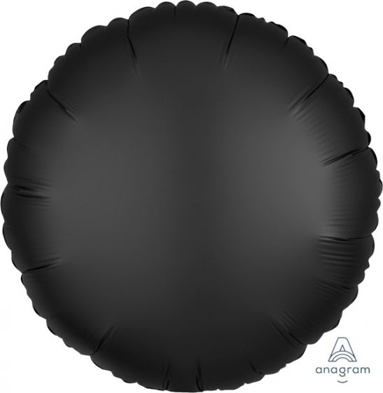 45cm Round Foil ONYX BLACK Satin Luxe Plain Foil #HA38034- Each (pkgd.)